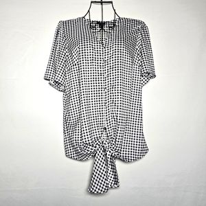 Ann Taylor gingham short sleeve knot top small